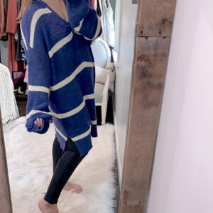 Terra & Sky Striped Henley tunic knit sweater blue striped new with tags size 1X